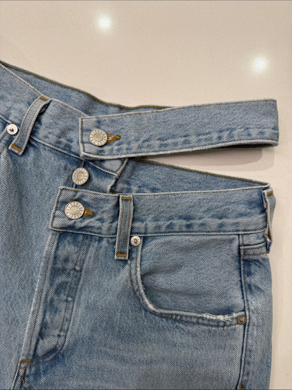 AGOLDE NWOT Broken Waistband High Rise Straight Leg Jeans Light Wash Size 24